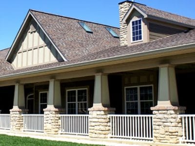 Exterior view of the assisted living facility with porch