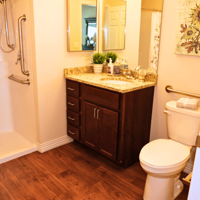 Modern bathroom with bathtub and sink