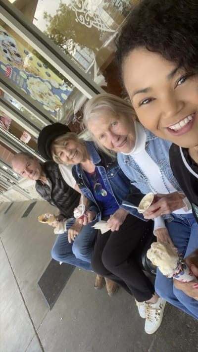 Residents enjoying ice cream at an outdoor setting