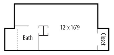 Architectural floor plan of a resident unit