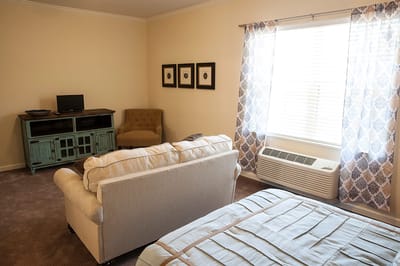 Cozy resident room with natural light