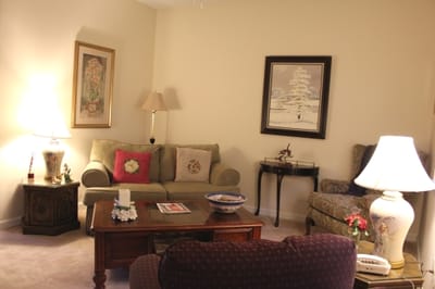 Cozy living room area with soft lighting