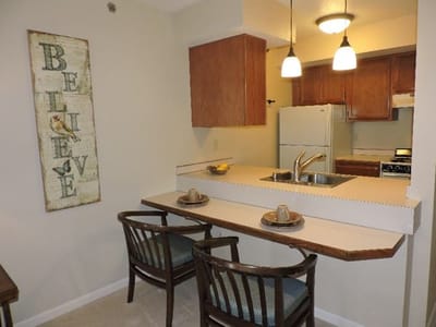 Cozy kitchen area with dining space