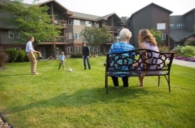 Residents enjoying leisure time in an outdoor space