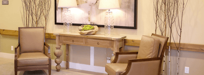 Tastefully decorated common area with seating