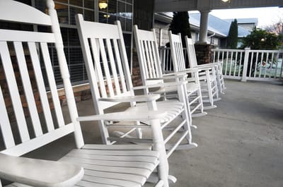 Rocking chairs on a porch at Cranberry House
