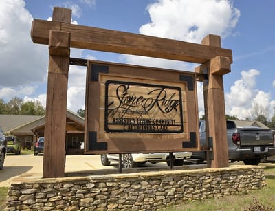 Stone Ridge sign at the entrance of the facility