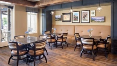 Cozy dining area with tables and decor