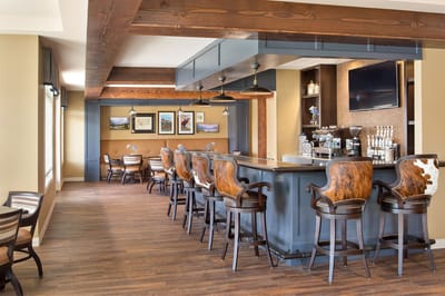 Interior view of a bar area with seating