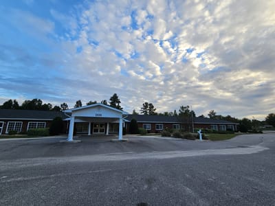 Exterior view of The Bluefields care facility building.