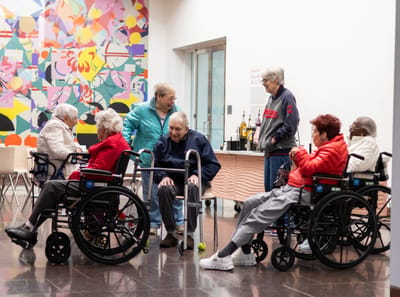 Residents engaging in an activity in a common area
