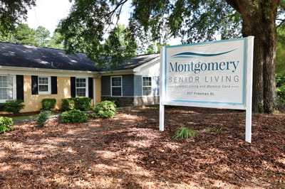 Exterior view of Montgomery Senior Living facility sign