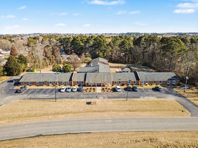 Aerial view of Clayton House nursing home facility