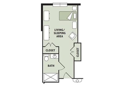 Architectural floor plan of a living unit