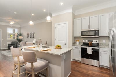 Modern kitchen area in a senior living facility