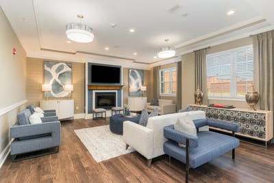 Bright common area with comfortable seating