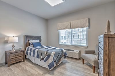 Cozy bedroom in assisted living facility