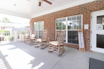 Outdoor rocking chairs on a porch