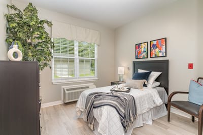 Cozy private resident room with bright decor