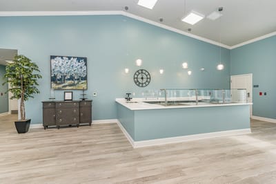 Bright interior of a common area with modern decor