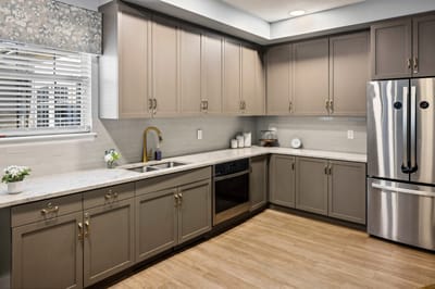 Modern kitchen interior with cabinetry and appliances