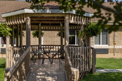 Gazebo in an outdoor area with seating