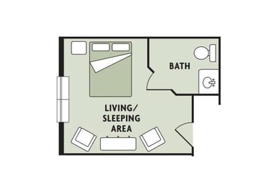 Architectural floor plan of a resident room