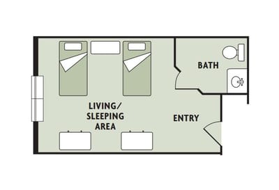 Architectural floor plan of a resident unit