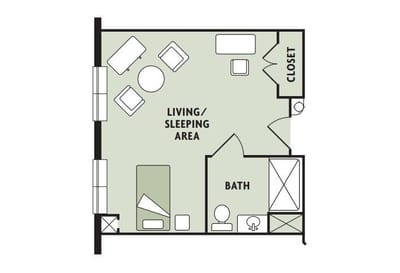 Architectural floor plan of a living space