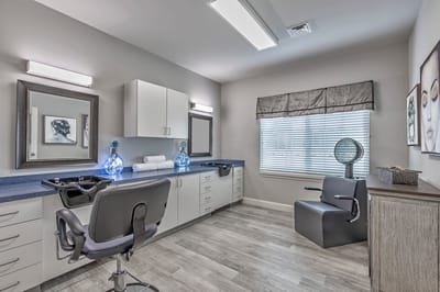 Interior view of a hair salon area in the facility