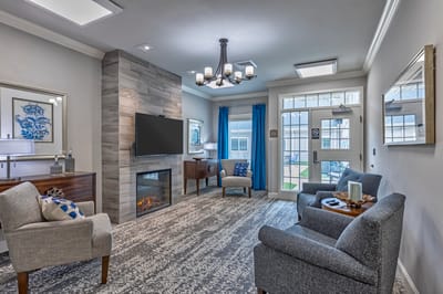 Bright and inviting common area with seating