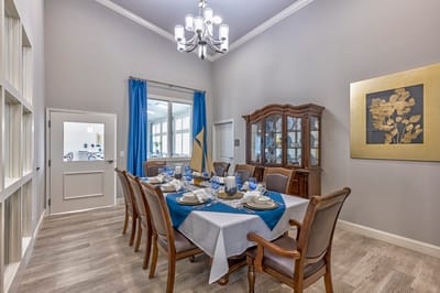 Elegant dining room set up for a meal