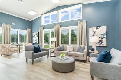 Bright common area with comfortable seating
