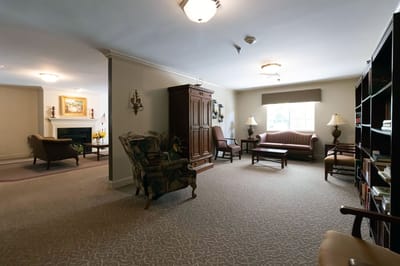 Interior of a cozy common area with comfortable seating