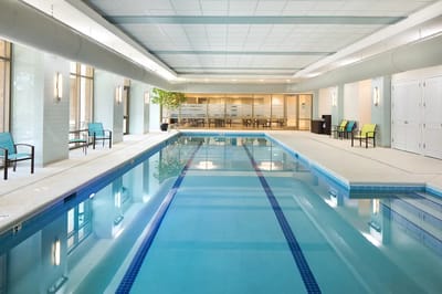 Bright indoor swimming pool area