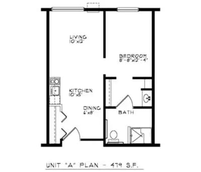 Architectural floor plan for a unit
