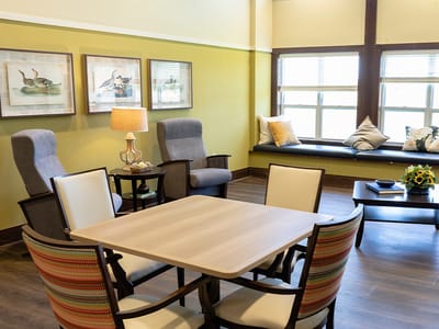 Bright common area with comfortable seating
