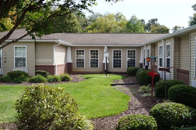 Well-maintained landscaped garden area of the facility