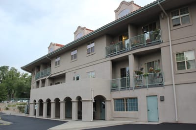Exterior view of the building with balconies