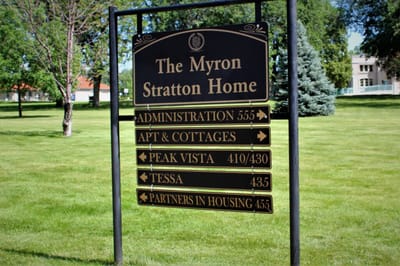 Signage for The Myron Stratton Home facility