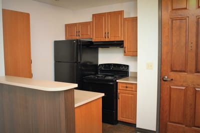 Interior view of a kitchen area in a room
