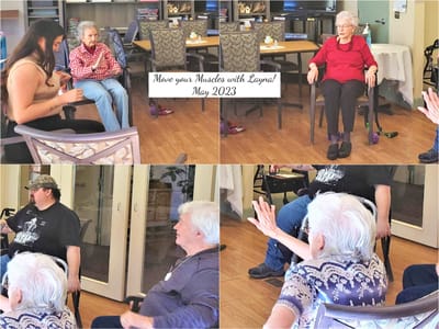 Residents participating in a movement activity session.