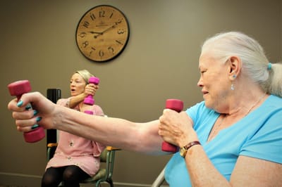 Residents participating in a fitness activity