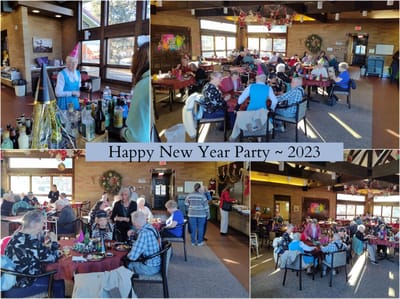 Residents celebrating New Year in a festive hall