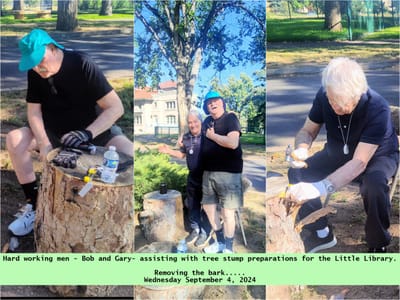 Residents engaging in outdoor activities and community service.