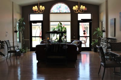 Common area with seating and plants