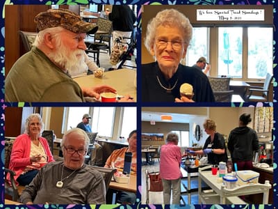 Residents enjoying ice cream during an activity.