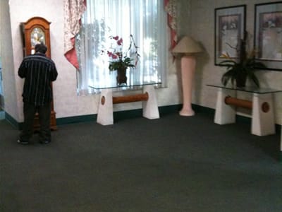 Resident interacting in the facility's common area.