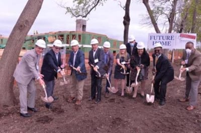 Groundbreaking ceremony for a new facility construction.