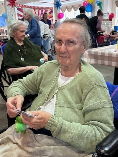 Resident enjoying an activity in a common area